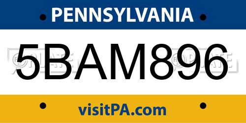 5BAM896 Pennsylvania License Plate