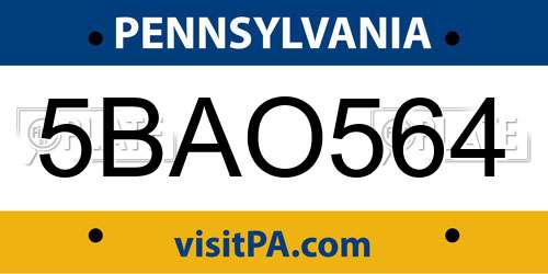5BAO564 Pennsylvania License Plate