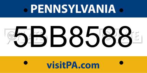 5BB8588 Pennsylvania License Plate