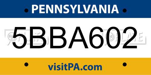 5BBA602 Pennsylvania License Plate