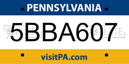 5BBA607 Pennsylvania License Plate