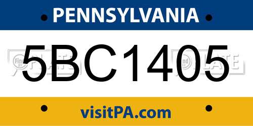 5BC1405 Pennsylvania License Plate
