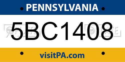 5BC1408 Pennsylvania License Plate
