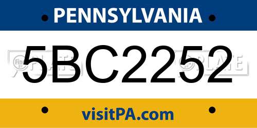 5BC2252 Pennsylvania License Plate