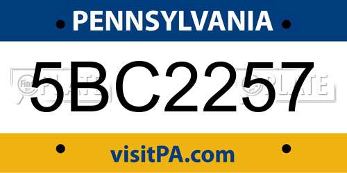 5BC2257 Pennsylvania License Plate