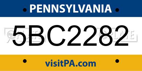 5BC2282 Pennsylvania License Plate
