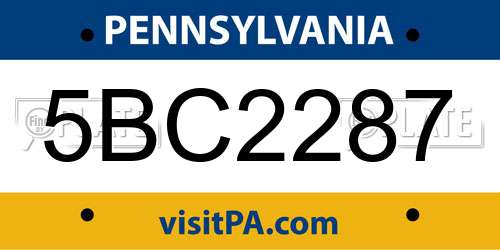 5BC2287 Pennsylvania License Plate