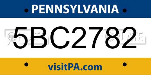 5BC2782 Pennsylvania License Plate