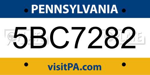 5BC7282 Pennsylvania License Plate