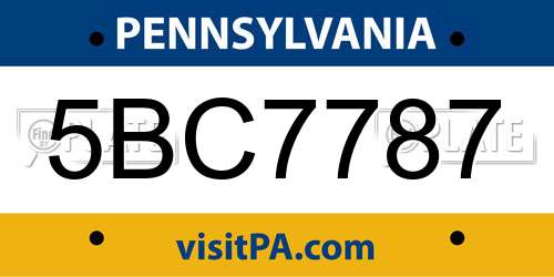 5BC7787 Pennsylvania License Plate