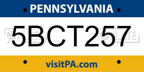 5BCT257 Pennsylvania License Plate