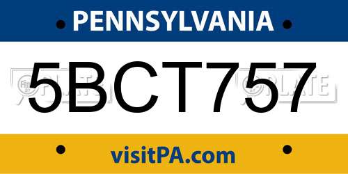 5BCT757 Pennsylvania License Plate