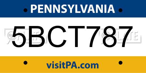 5BCT787 Pennsylvania License Plate
