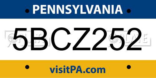 5BCZ252 Pennsylvania License Plate