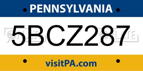 5BCZ287 Pennsylvania License Plate