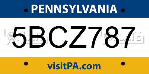 5BCZ787 Pennsylvania License Plate