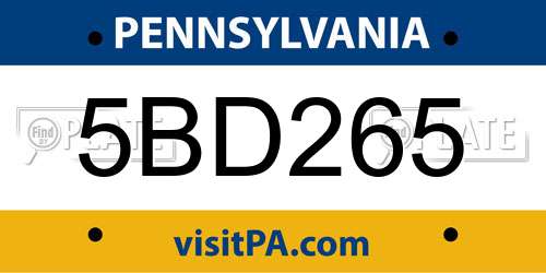 5BD265 Pennsylvania License Plate