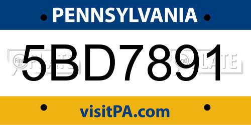 5BD7891 Pennsylvania License Plate