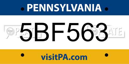 5BF563 Pennsylvania License Plate