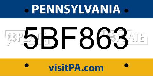 5BF863 Pennsylvania License Plate