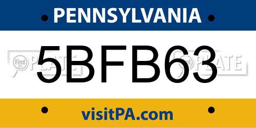5BFB63 Pennsylvania License Plate