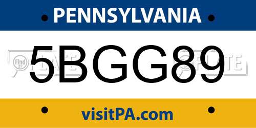 5BGG89 Pennsylvania License Plate