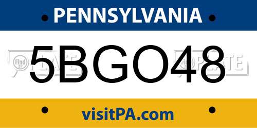 5BGO48 Pennsylvania License Plate