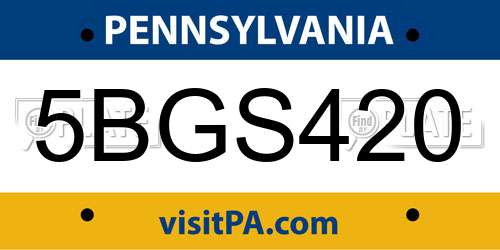 5BGS420 Pennsylvania License Plate