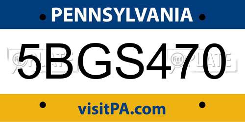 5BGS470 Pennsylvania License Plate