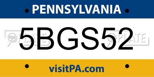 5BGS52 Pennsylvania License Plate