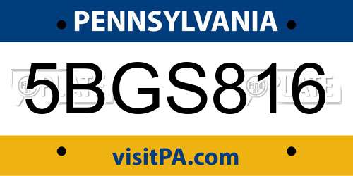 5BGS816 Pennsylvania License Plate