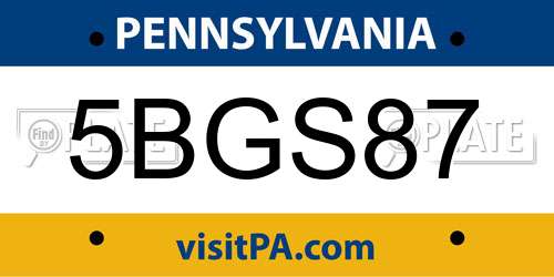 5BGS87 Pennsylvania License Plate