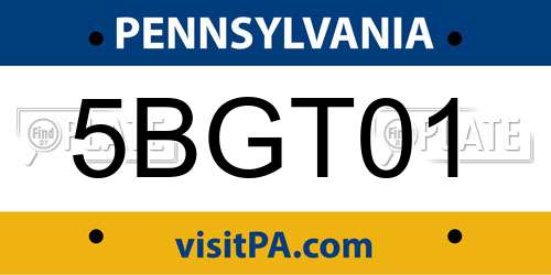 5BGT01 Pennsylvania License Plate