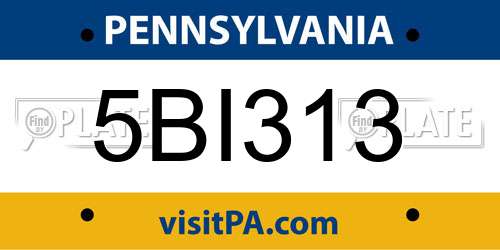 5BI313 Pennsylvania License Plate