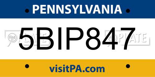 5BIP847 Pennsylvania License Plate