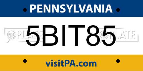 5BIT85 Pennsylvania License Plate