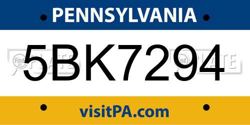 5BK7294 Pennsylvania License Plate