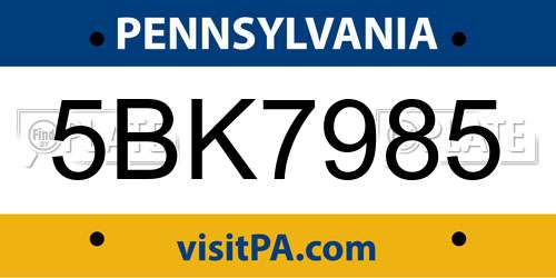5BK7985 Pennsylvania License Plate