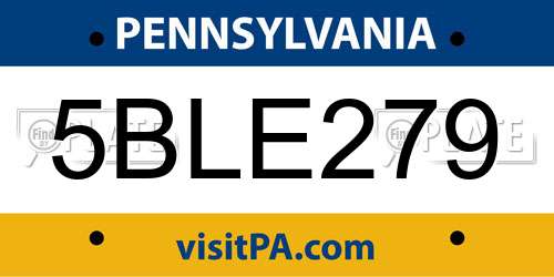 5BLE279 Pennsylvania License Plate