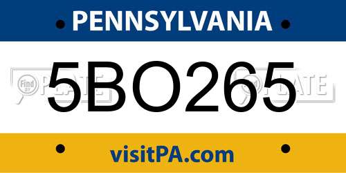 5BO265 Pennsylvania License Plate