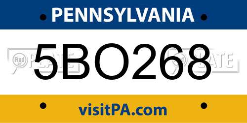 5BO268 Pennsylvania License Plate