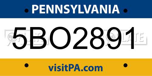 5BO2891 Pennsylvania License Plate