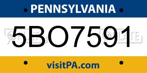 5BO7591 Pennsylvania License Plate