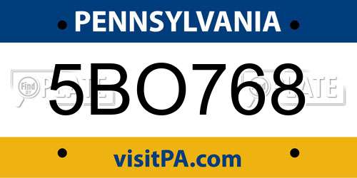 5BO768 Pennsylvania License Plate