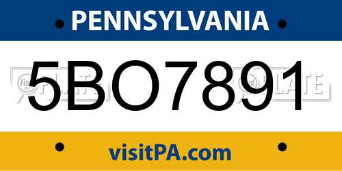5BO7891 Pennsylvania License Plate