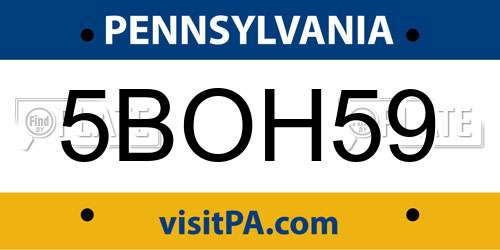 5BOH59 Pennsylvania License Plate