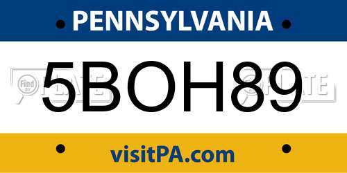 5BOH89 Pennsylvania License Plate