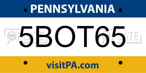 5BOT65 Pennsylvania License Plate