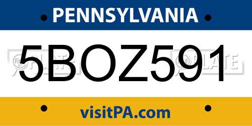 5BOZ591 Pennsylvania License Plate