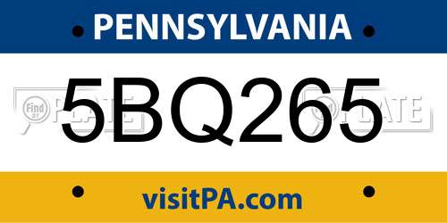 5BQ265 Pennsylvania License Plate